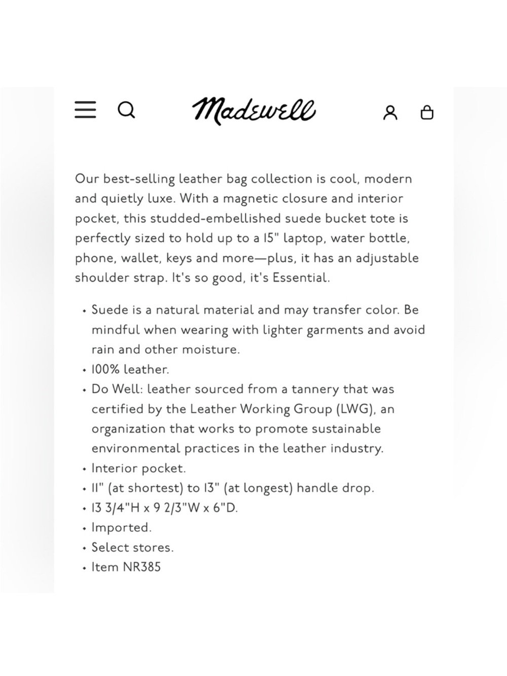 Madewell Stud Essentials Bucket Tote - Picture 4 of 12